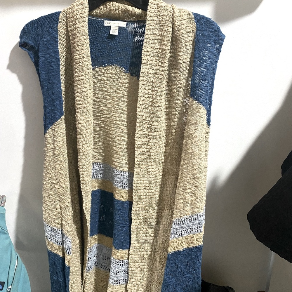 Cato! Long Duster Length open Cardigan Vest!